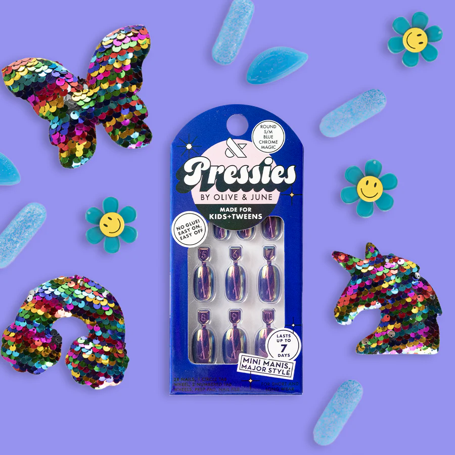 Blue Chrome Magic - Pressies | Short Medium | Round - Image 3