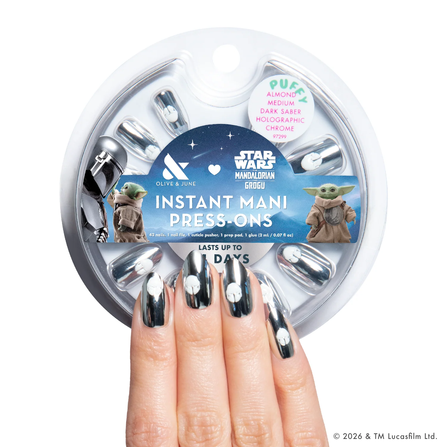 Dark Saber Holographic Chrome - Press-Ons | Medium | Almond - Image 3