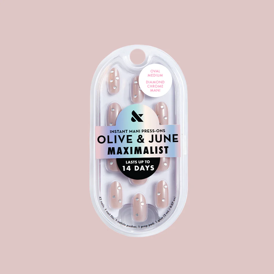 Diamond Chrome Mani - Press-On | Medium | Oval