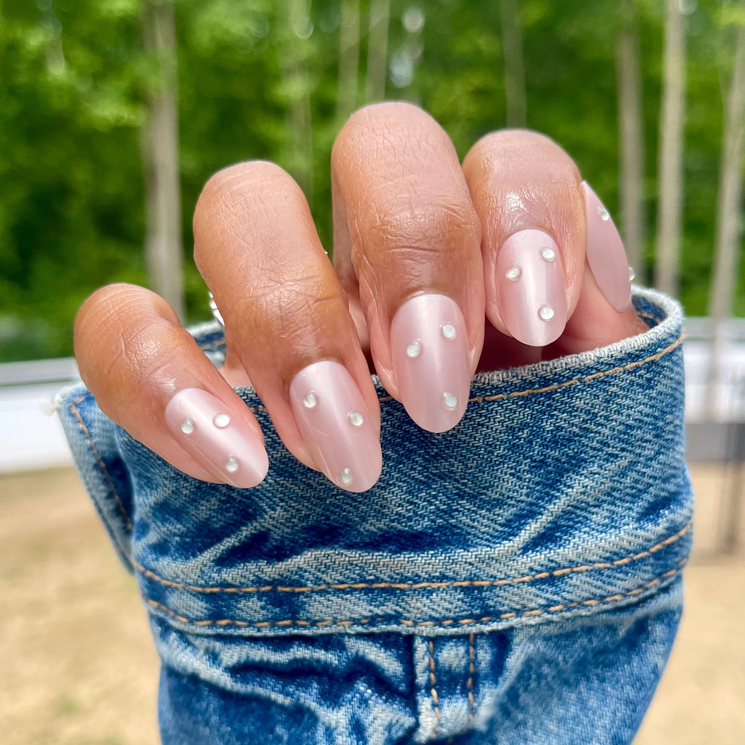 Diamond Chrome Mani - Press-On | Medium | Oval - Image 4