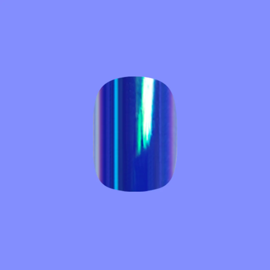 Electric Blue Iridescent Chrome - Press-On | Extra Short | Squoval - Image 2