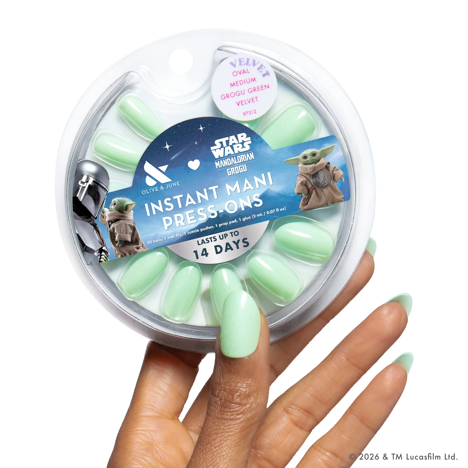 Grogu Green Velvet - Press-Ons | Medium | Oval - Image 3
