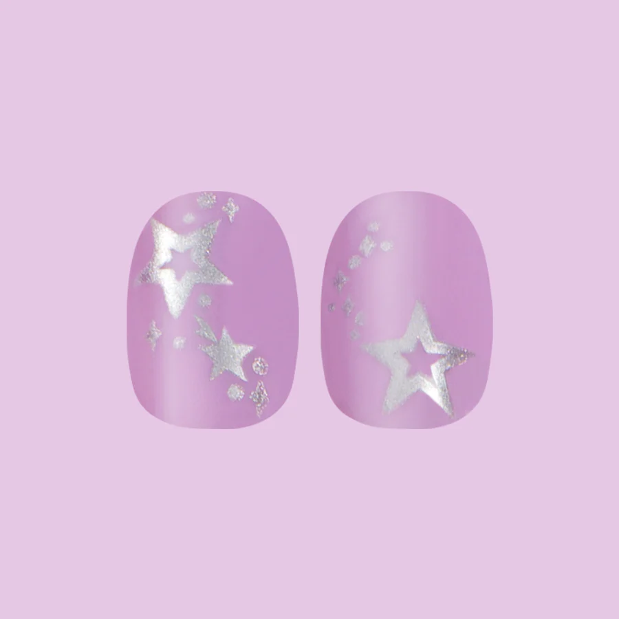 Lavender Iridescent Stars - Press-On | Extra Short | Round - Image 2