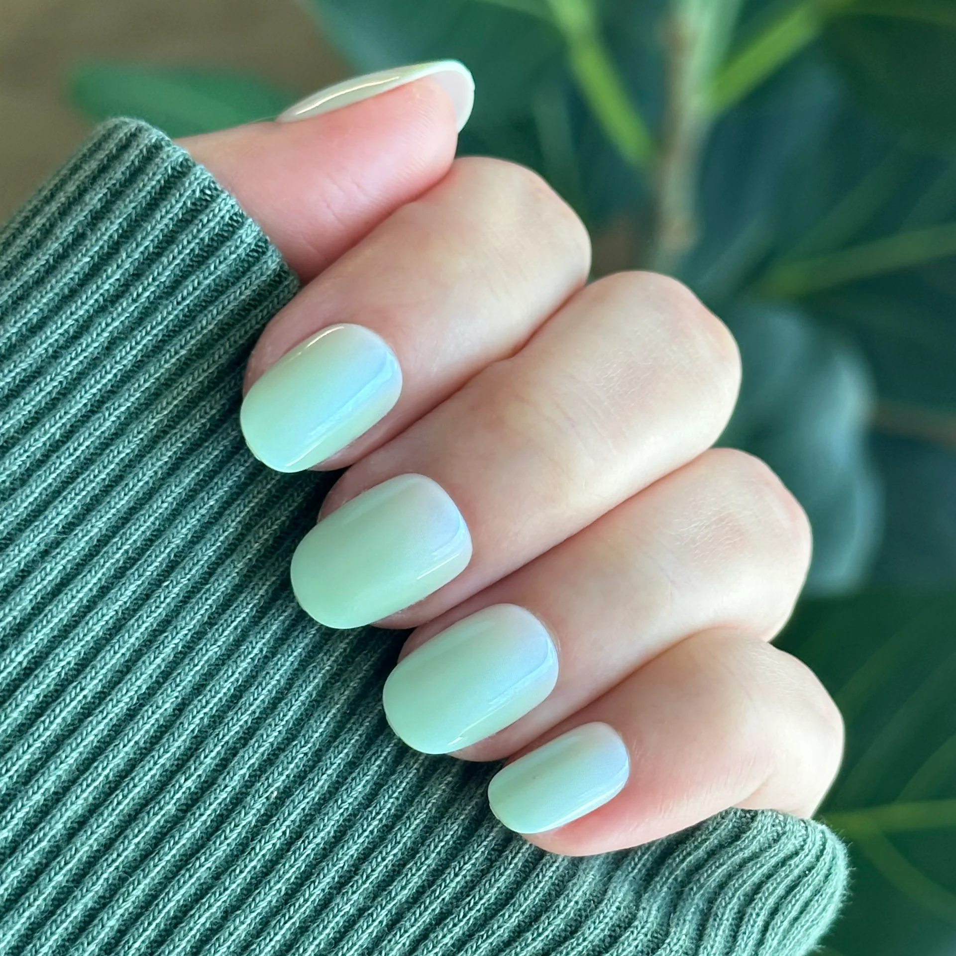 Minty Shimmer | Extra Short | Round - Tab Press-On - Image 5
