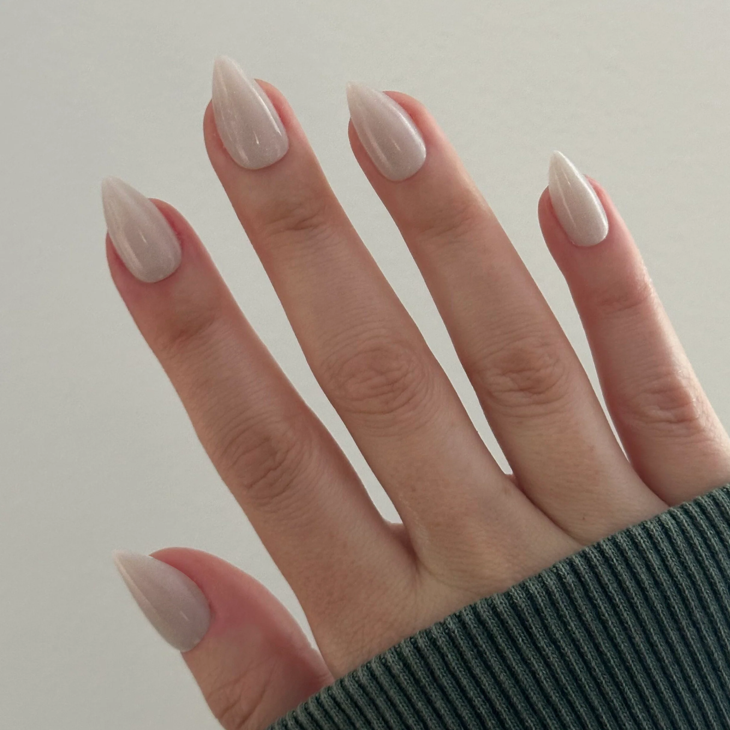 Neutral Iridescent Velvet - Press-On | Medium | Stiletto - Image 5