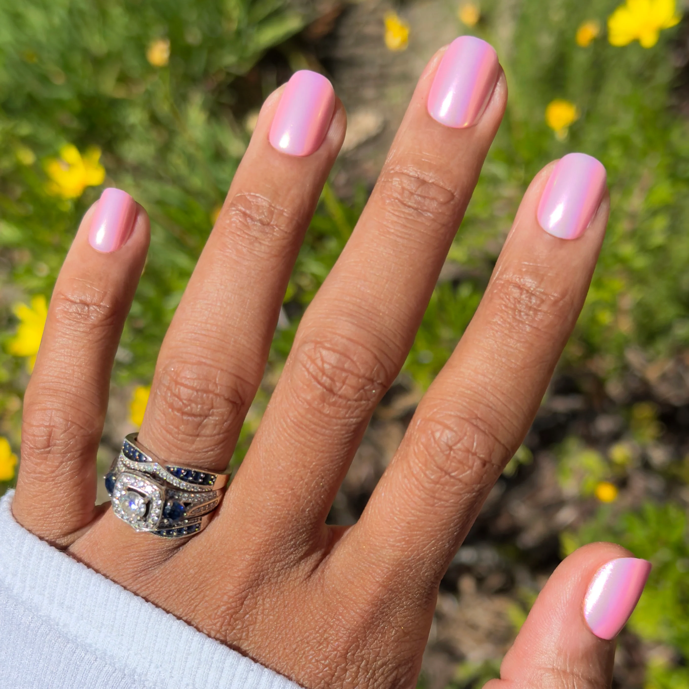 Pink Rainbow Chrome - Press-On | Extra Short | Squoval - Image 3
