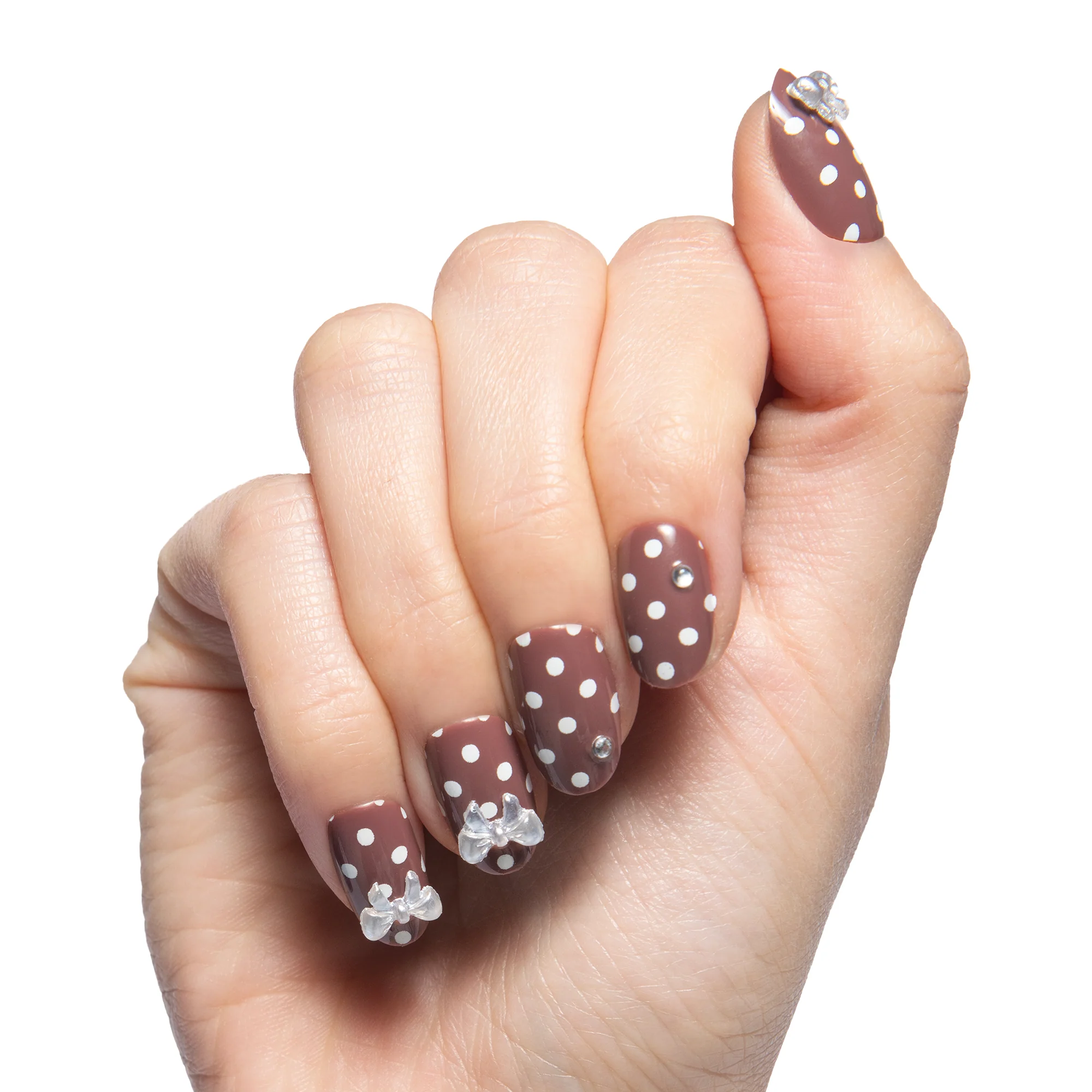 Polka Dots with Bows - Press On | Short | Round - Image 3