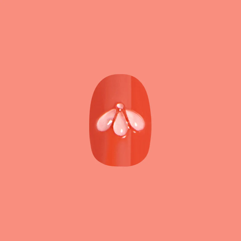 Puffy Pink Petals - Press-On | Extra Short | Round - Image 2