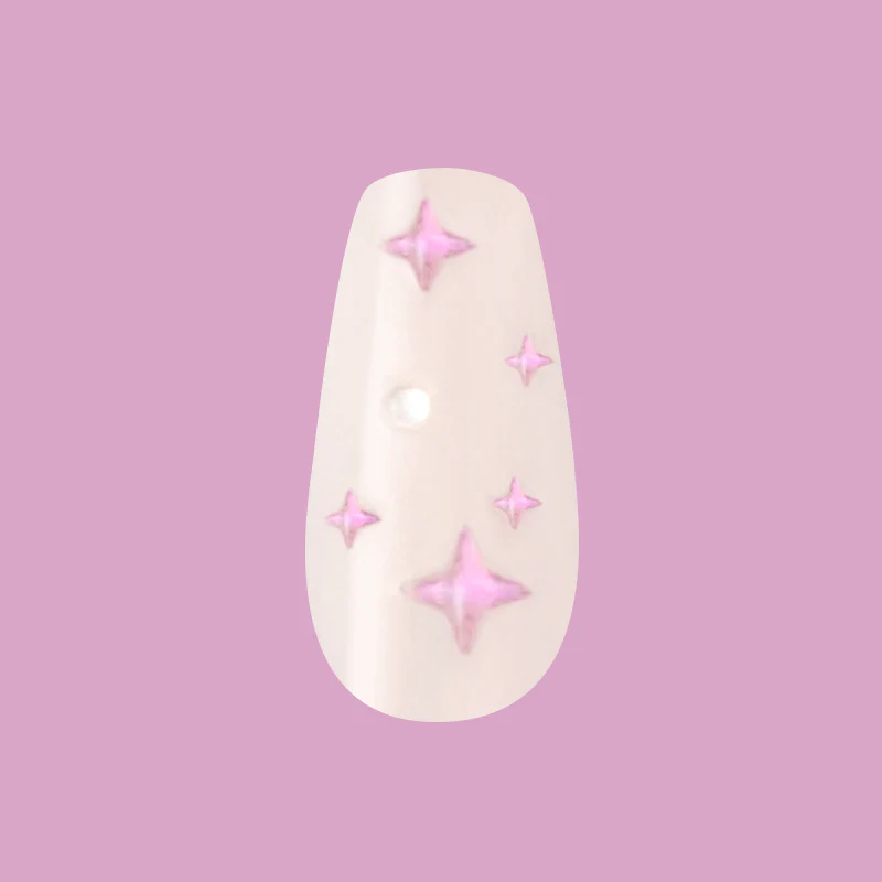 Puffy Sparkles & Pearls - Press-On | Medium | Coffin - Image 2