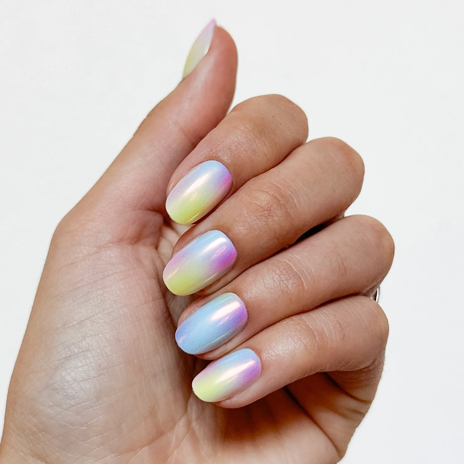 Rainbow Aura Chrome - Press-On | Short | Round - Image 3