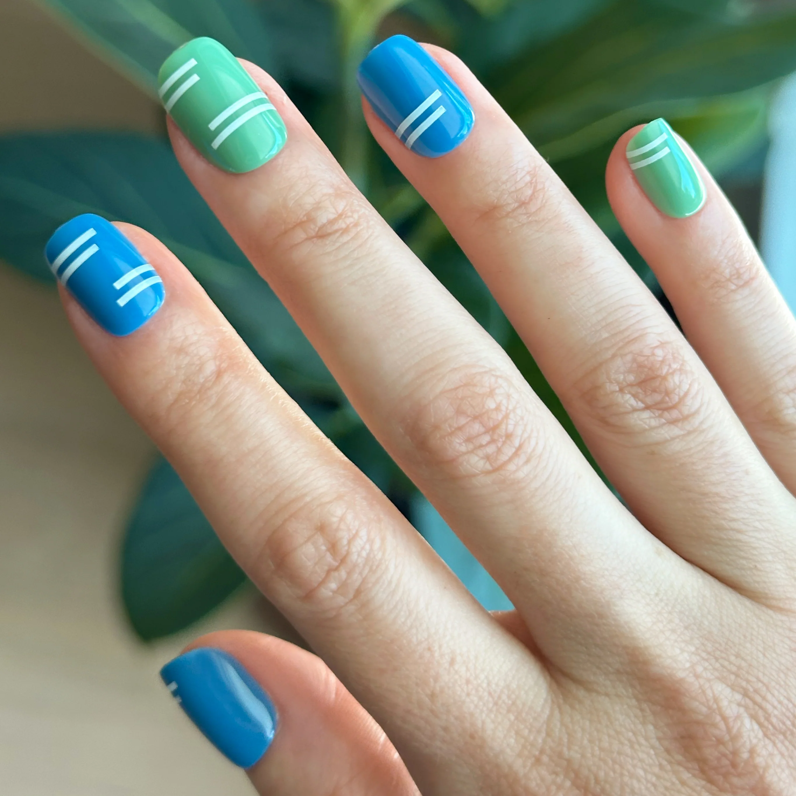 Sporty Stripes - Press-On | Extra Short | Squoval - Image 3