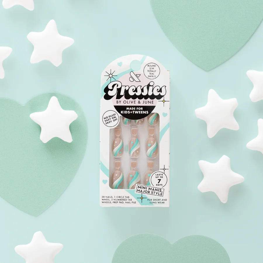 Totally Teal Swirls - Pressies | Short Medium | Round - Image 3